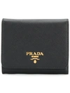 Prada Trifold Flap Wallet - Black