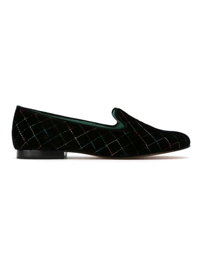 Blue Bird Shoes Quilted Velvet Colors Loafers In Black