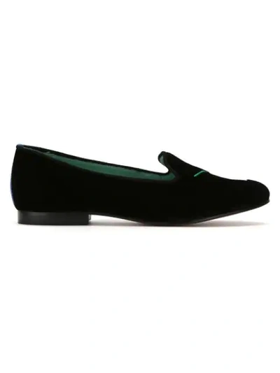 Blue Bird Shoes Embroidered Suede Drinks Loafers In Black
