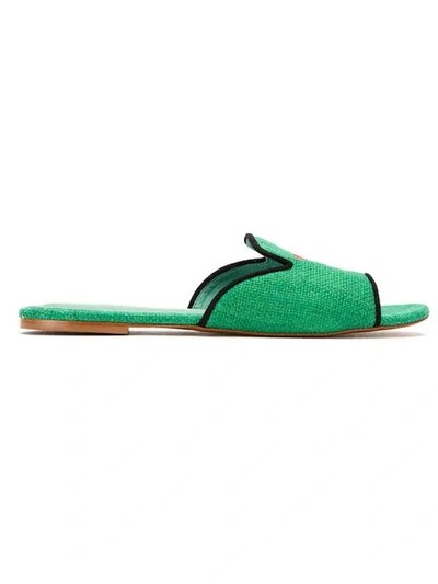 Blue Bird Shoes Cotton Melancia Slides In Verde