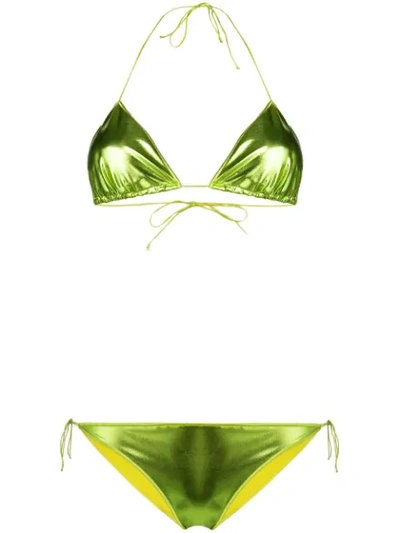 Oseree Metallic Bikini Set In Green