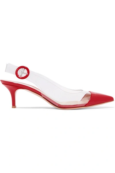 Gianvito Rossi Plexi 55 Red Patent Leather Sling Back Pumps
