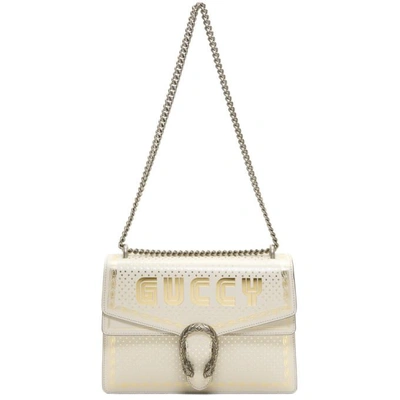 Gucci Medium Dionysus Guccy Leather Bag In 8711 White