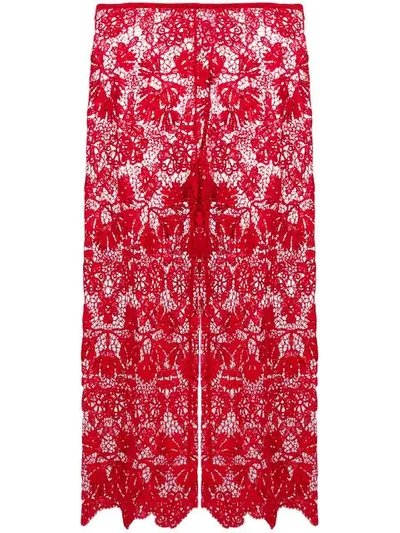 Ermanno Scervino Cropped Lace Trousers - Red