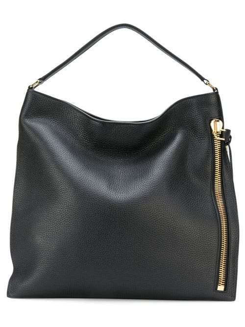 Tom Ford Black Grain Leather Alix Hobo Bag In Nero | ModeSens