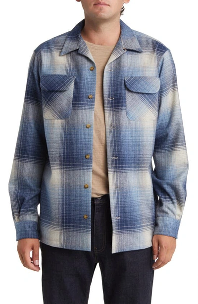 Pendleton Board Virgin Wool Flannel Shirt In Blue Mix Ombre