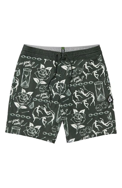 Volcom Medley Stoney Board Shorts In Stealth