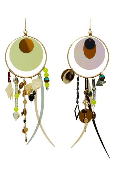 Tory Burch Galaxy Mismatched Drop Earrings In Tory Gold / Multi
