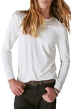 Lucky Brand Venice Burnout Cotton Blend Long Sleeve T-shirt In Marshmallow