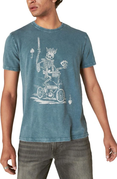 Lucky Brand Skeleton Biker Graphic T-shirt In Dark Slate