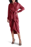 Steve Madden Sula Long Sleeve Shirtdress In Wine