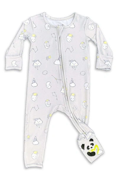 Bellabu Bear Kids' Constellation Convertible Footie Pajamas In Grey