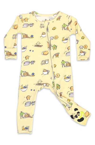 Bellabu Bear Babies' Kids' Love You Brunches Footie Pajamas In Yellow