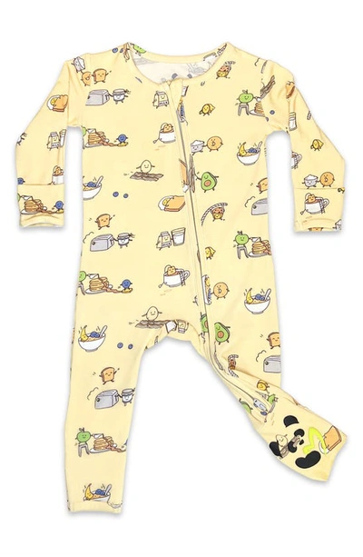 Bellabu Bear Kids' Love You Brunches Footie Pajamas In Yellow