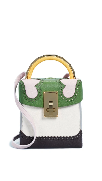 The Volon Alice Box Bag In Green/pink