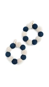 Misa Crochet Dot Earrings In Navy/white