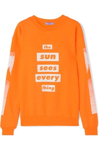 Paradised Sun Sees Printed Cotton-blend Jersey Sweatshirt In Bright Orange