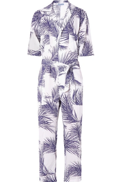 Paradised Printed Voile Jumpsuit In Dark Purple