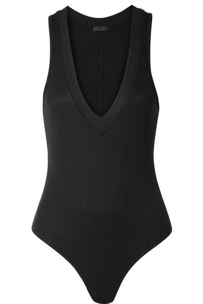 Atm Anthony Thomas Melillo Ribbed Stretch-micro Modal Thong Bodysuit In Black