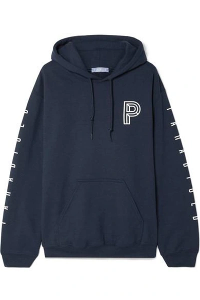 Paradised Printed Cotton-blend Jersey Hoodie In Navy