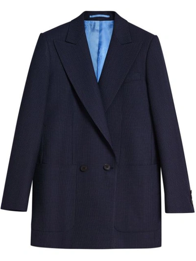 Burberry Leamington Pindot Wool Single-button Jacket In Navy