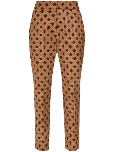 Andrea Marques Printed Straight Trousers In Est Rosa Dos Ventos Capuccino