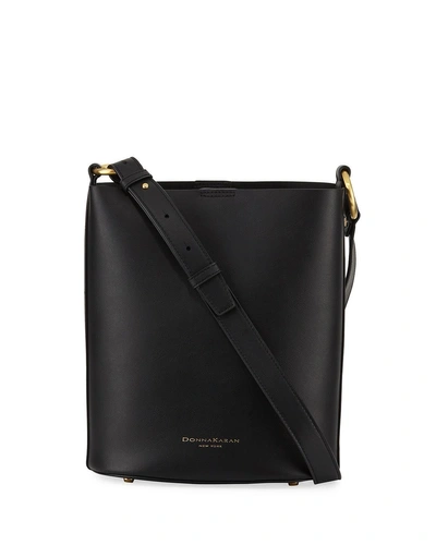 Modern American Designer Leather Bucket Bag In Black