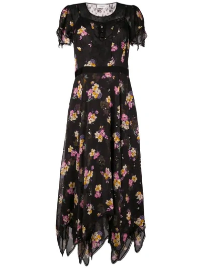 Coach Embellished Forest Floral Print Dress In Black - Size 02