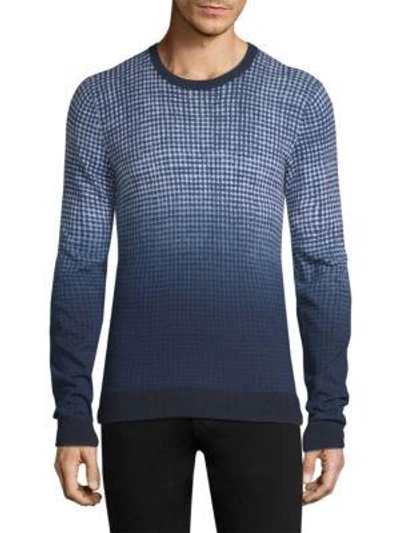 Michael Kors Ombre Gingham Cotton Sweater In Midnight