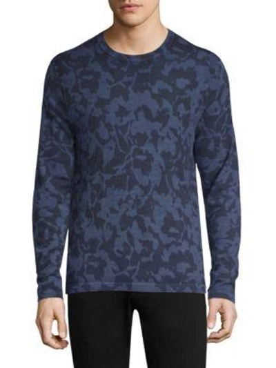 Michael Kors Abstract Floral Crew Sweater In Midnight