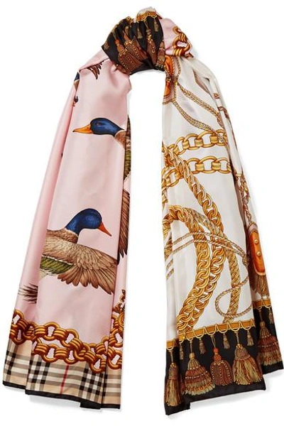 Burberry Printed Silk-twill Scarf In Pink