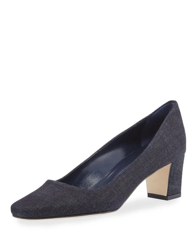 Manolo Blahnik Okkato Denim Loafer Pump In Blue