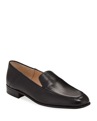 Gravati Flat Leather Step-down Loafers In Black