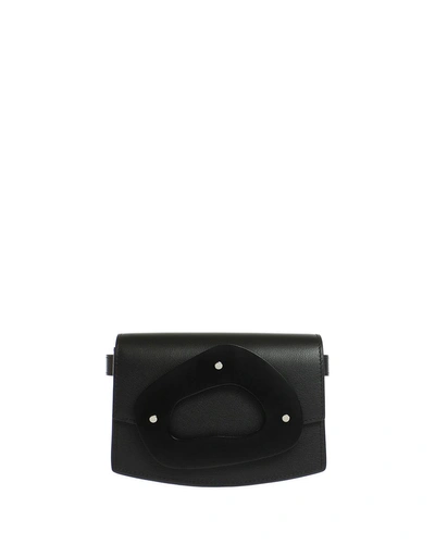 Perrin Paris Calfskin Flap Clutch Belt Bag In Black