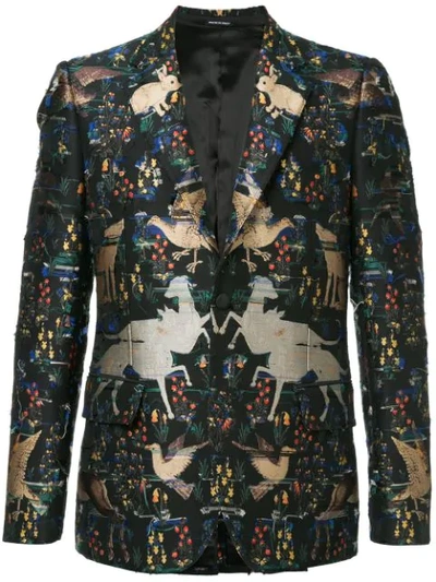 Alexander Mcqueen Jacquard Blazer In Black