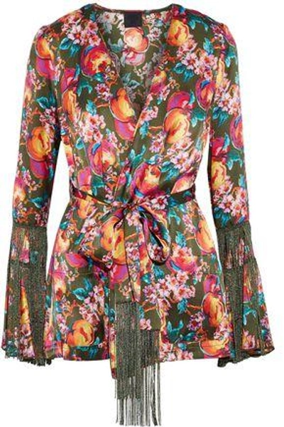 Anna Sui Woman Fringe-trimmed Printed Silk Wrap Jacket Multicolor