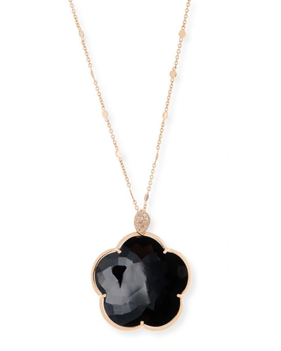 Pasquale Bruni Bon Ton 18k Black Onyx Floral Pendant Necklace W/ Diamonds