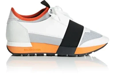 Balenciaga Classic Colorblock Runner Sneakers In White/orange