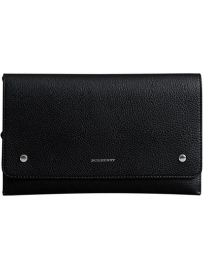 Burberry Two-tone Leather Wristlet Clutch In Black