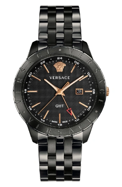 Versace Men's Univers 43mm Watch W/ Bracelet Strap, Black