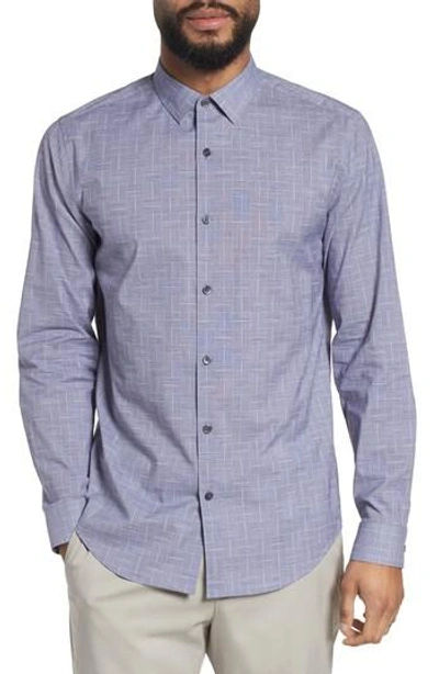 Theory Murrary Indy Regular Fit Solid Cotton & Linen Sport Shirt In Finch