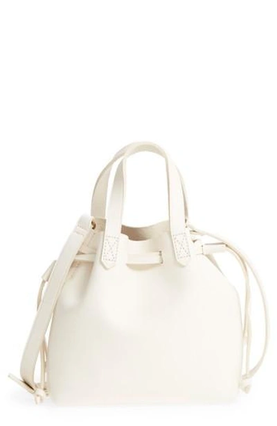 Madewell Mini Drawstring Transport Leather Tote - White In Vintage Canvas