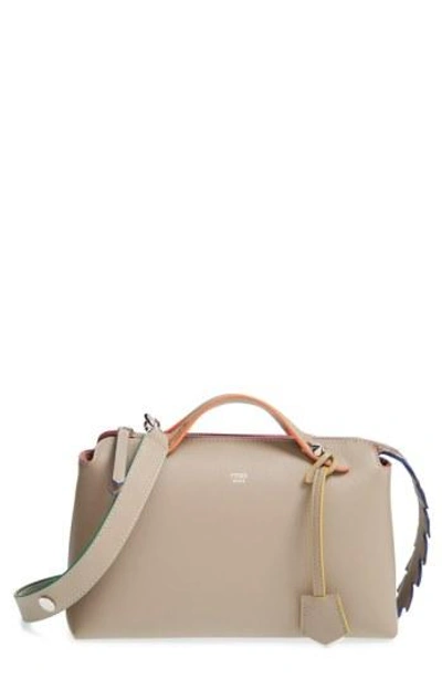 Fendi 'small By The Way - Croc-tail' Convertible Leather Shoulder Bag - Beige In Dove/ Orange/ Pink