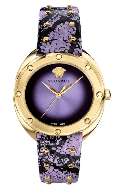 Versace Collection Shadov Purple Snakeskin Watch, 38mm