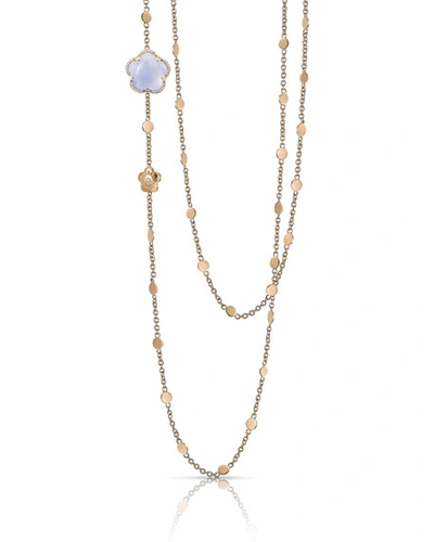 Pasquale Bruni Bon Ton 18k Rose Gold, Light Blue Chalcedony, Quartz & Diamond Long Necklace In Blue/rose Gold