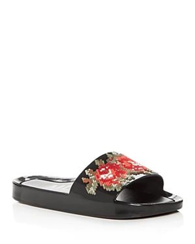 Melissa Women's Floral Pool Slide Sandals In Black Onyx