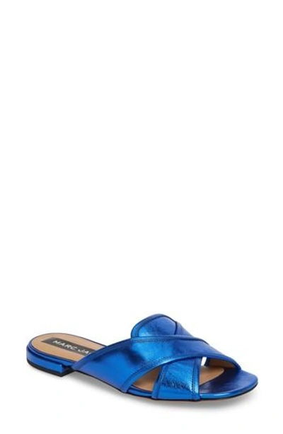 Marc Jacobs Aurora Metallic Slide Sandal In Blue