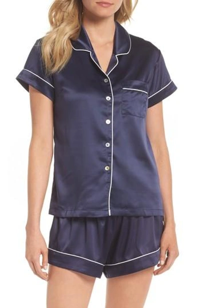 Homebodii Piped Short Pajamas In Blue