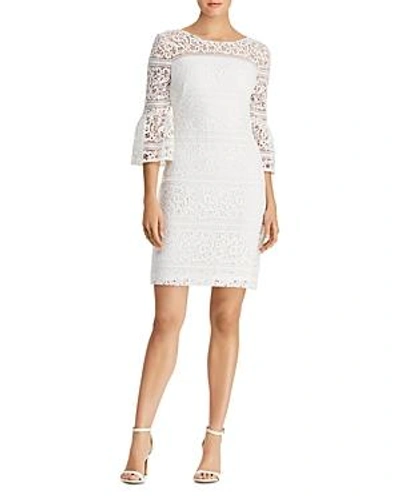 Ralph Lauren Lauren  Petites Bell-sleeve Lace Sheath Dress In White