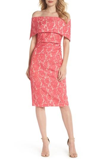 off the shoulder lace sheath dress vince camuto